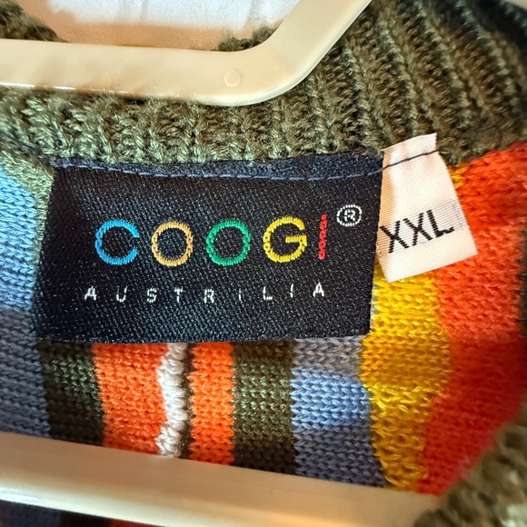 Vintage 90s Coogi Australia Mens XXL 3D Knit Sweater Multi-Color Vertical Stripe - Picture 3 of 8